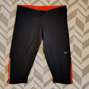 Nike Dri-Fit Red & Black Athletic Pants Leggings Cropped Sports Running Joggers